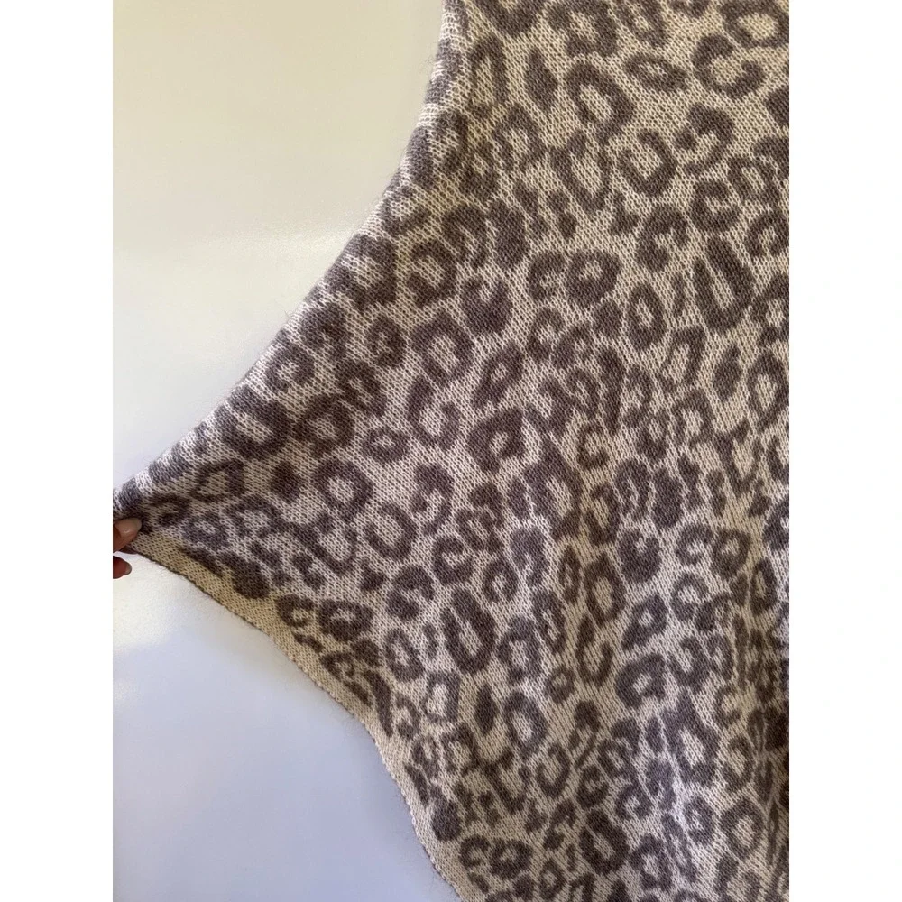 Nardi & Tagliaferri Italy Mohair Wool Leopard Print Knit Poncho Tan Brown OSFA